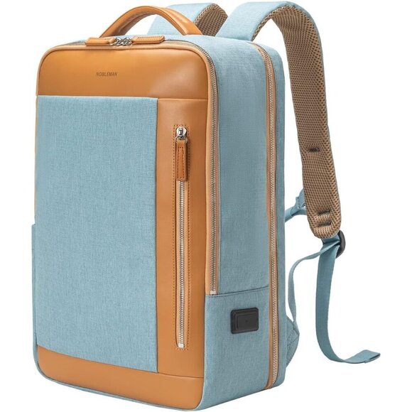 Men Blue Business Smart Backpack Waterproof Laptop Backpack Travel Durable bag - Picture 2 of 10